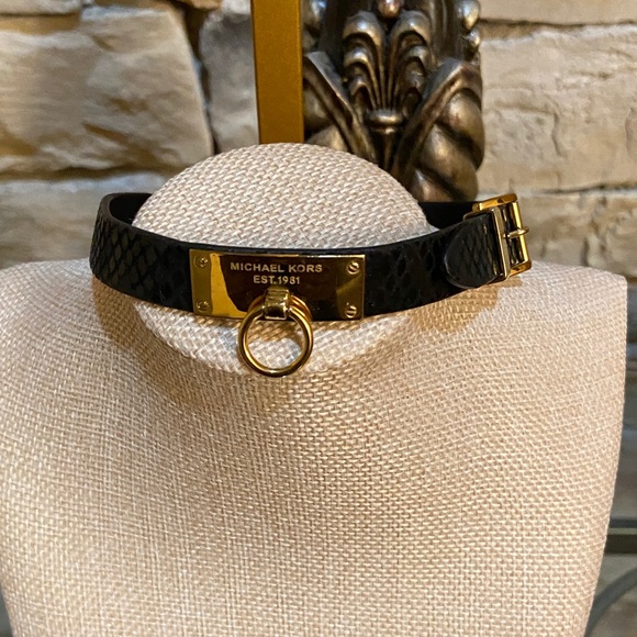 Michael Kors Black and Gold Dog Collar - Picture 1 of 5